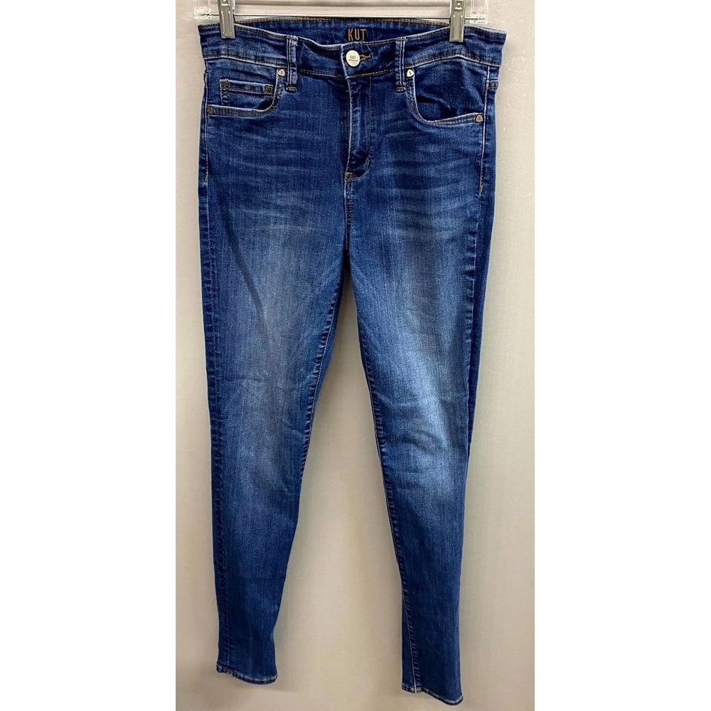 Kut From The Kloth Skinny Jeans Womens 6 Blue Whiskering Denim Cotton Stretch